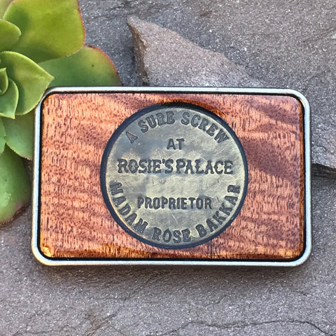 A Sure Screw Brothel Token buckle